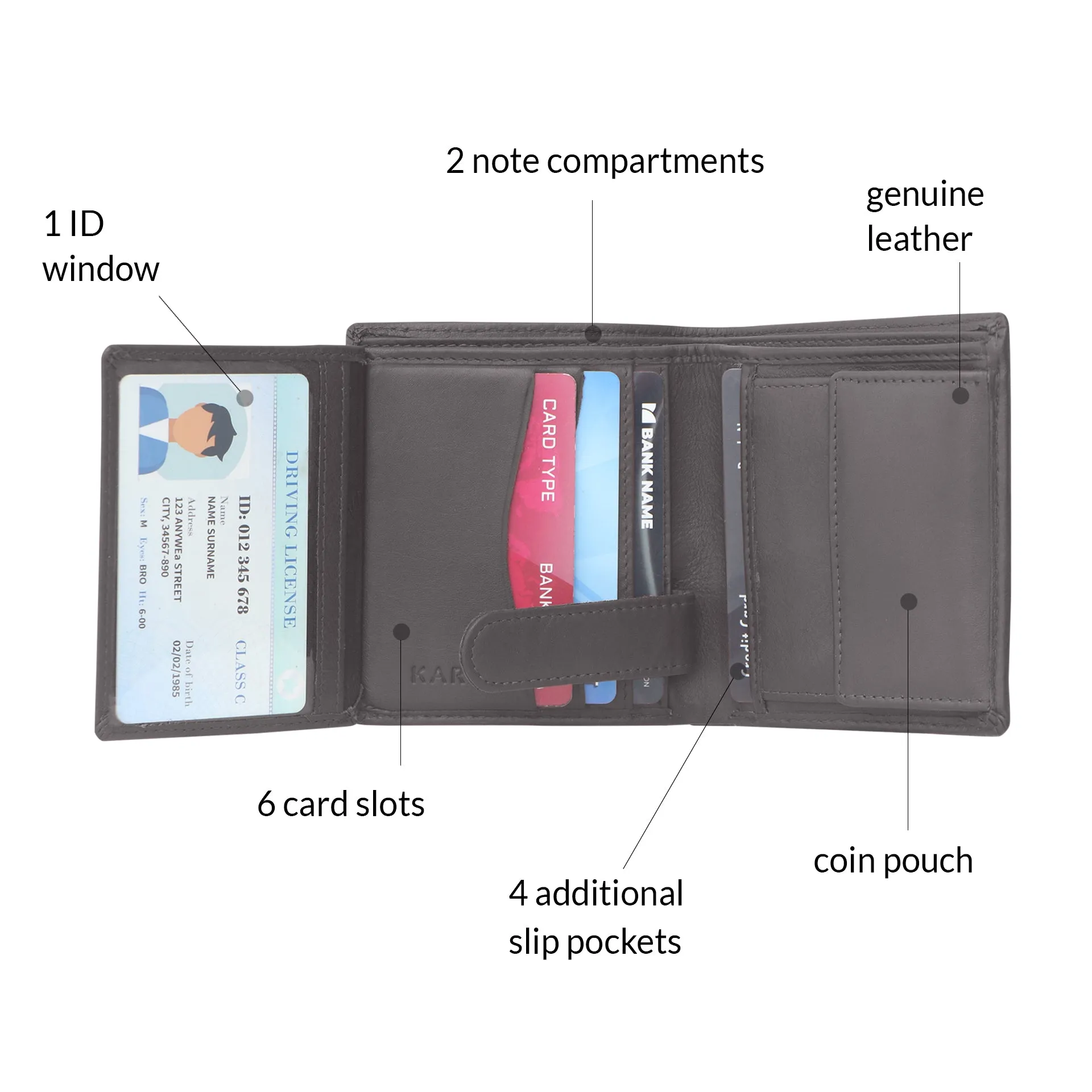 10026 Black & Blue Bifold Wallet