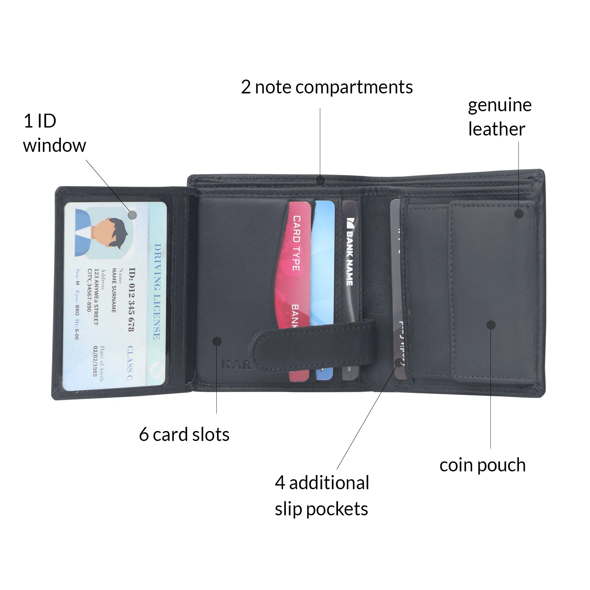 10026 Black & Blue Bifold Wallet