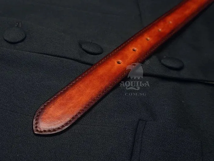 Aquila 30mm patina leather belt reddish tan (30314)