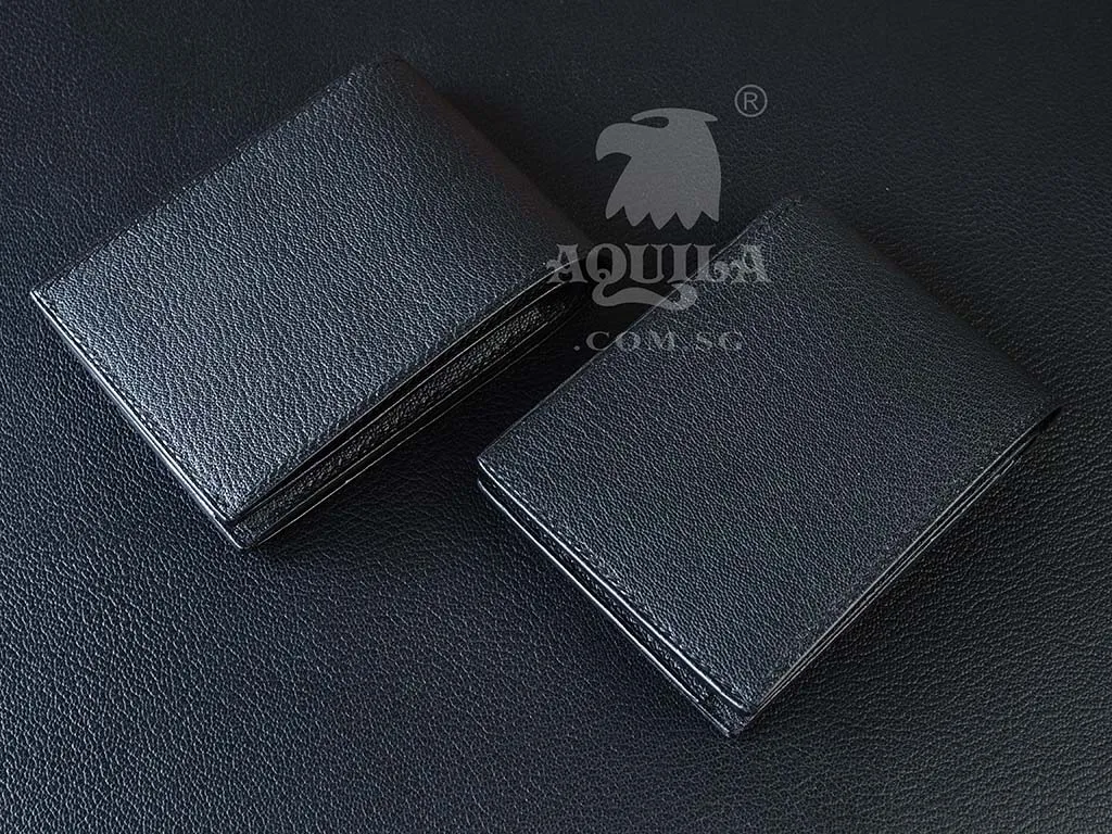 Aquila black goat skin bifold wallet