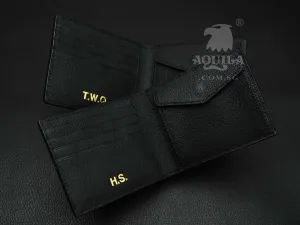 Aquila black goat skin bifold wallet