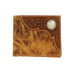 Ariat Men's Distressed Brown Tooled Overlay Bifold Wallet A3532408