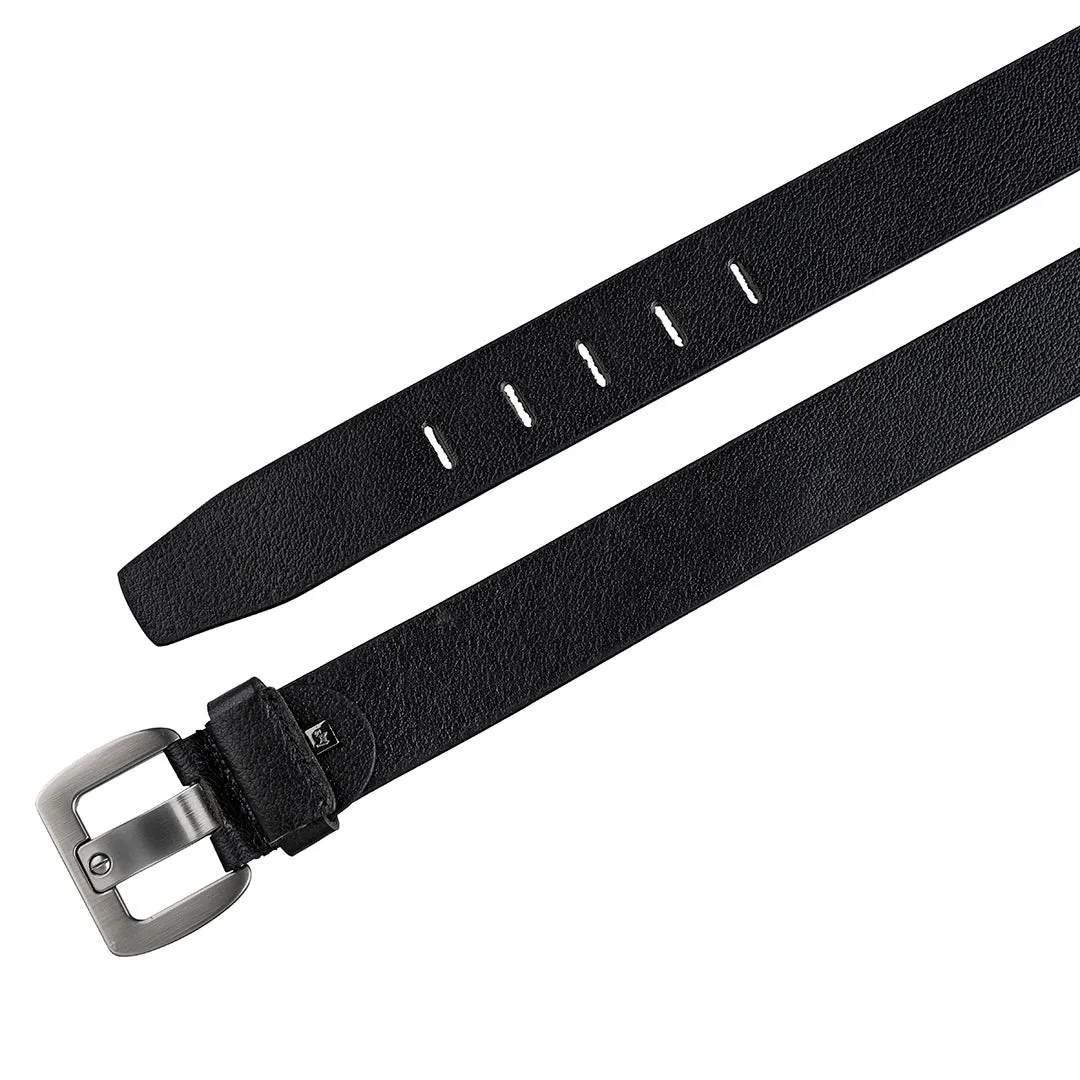 Basil Men's Black Leather Belt