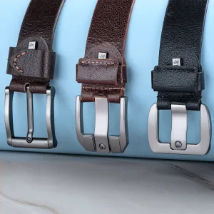 Basil Men's Black Leather Belt