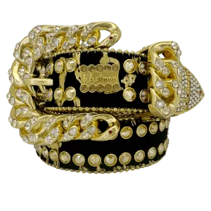 b.b. Simon Asal Pony Hair Gold Clear Crystal Belt