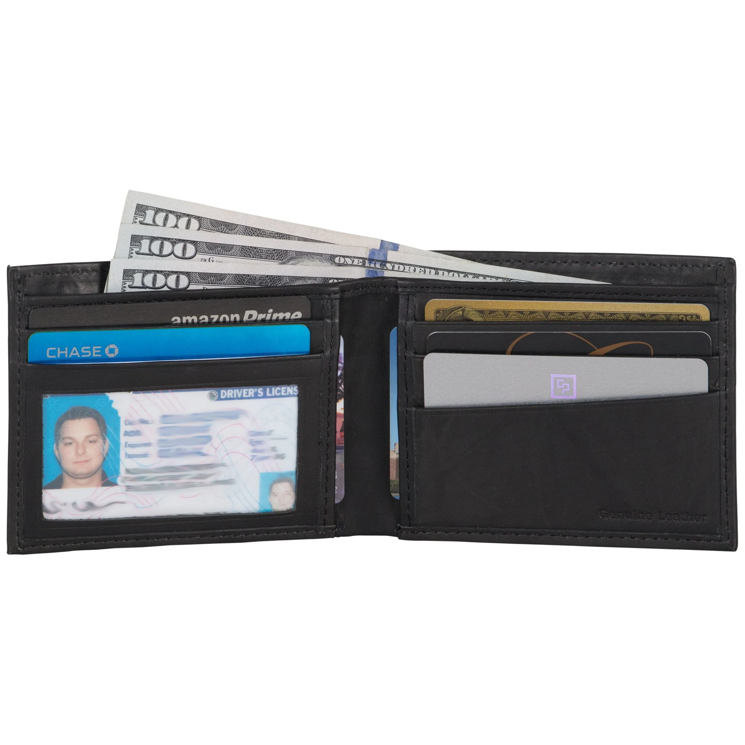 Ben Sherman Men's Manchester Slim Bifold Full-Grain Leather RFID Minimalist Gift Box Wallet Slim Wallet Black Marble Bi-Fold