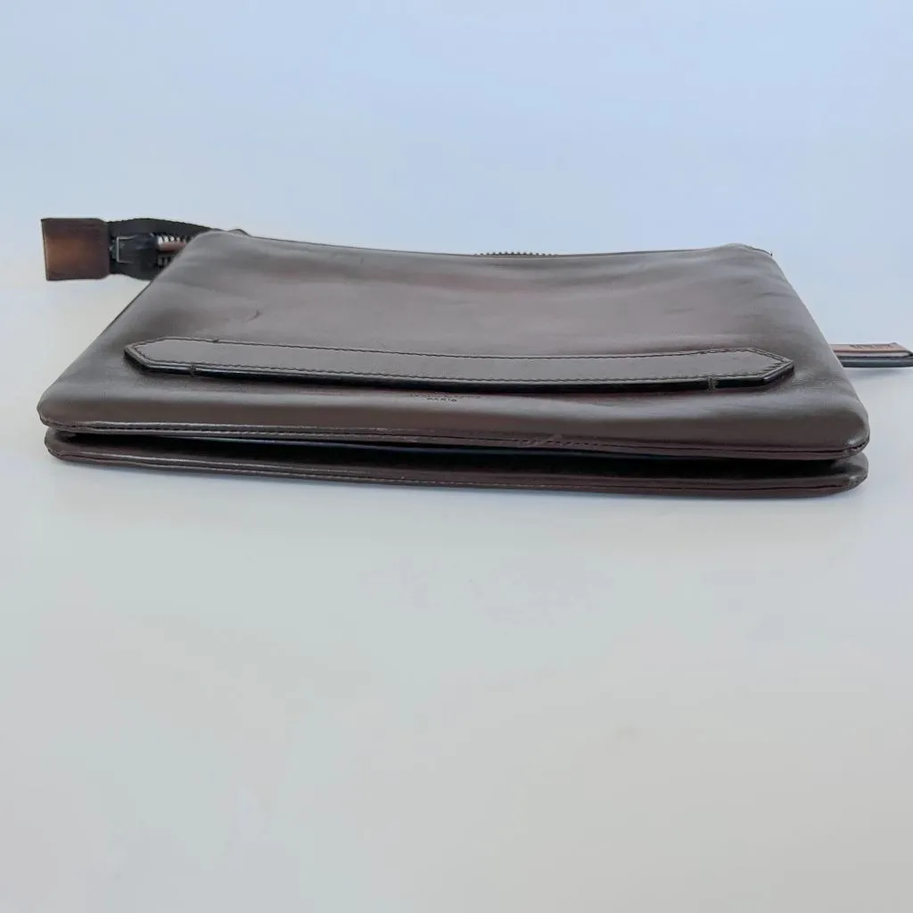 Berluti brown leather zip pouch