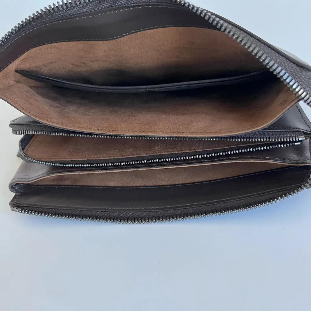 Berluti brown leather zip pouch