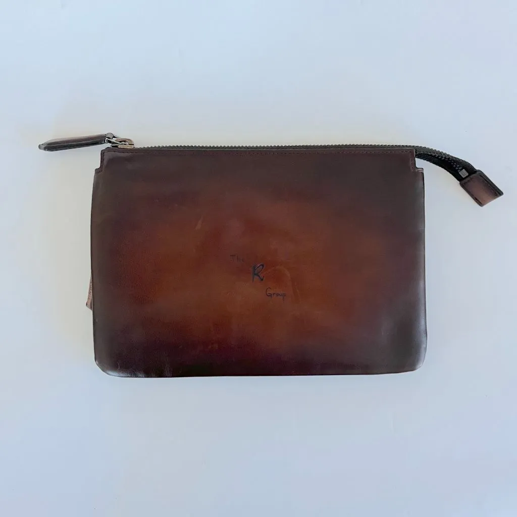 Berluti brown leather zip pouch