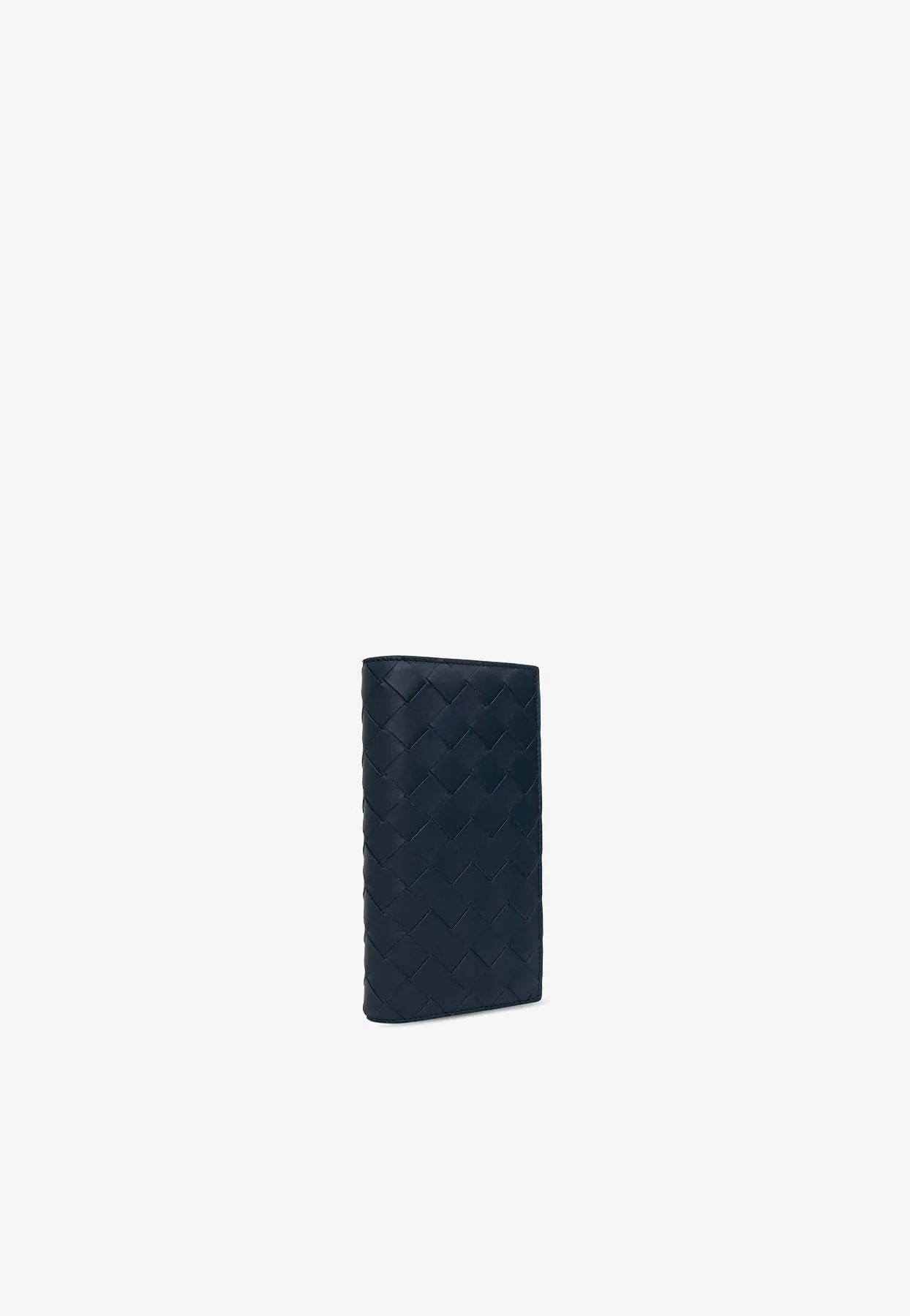 Bi-Fold Slim Intrecciato Leather Long Wallet