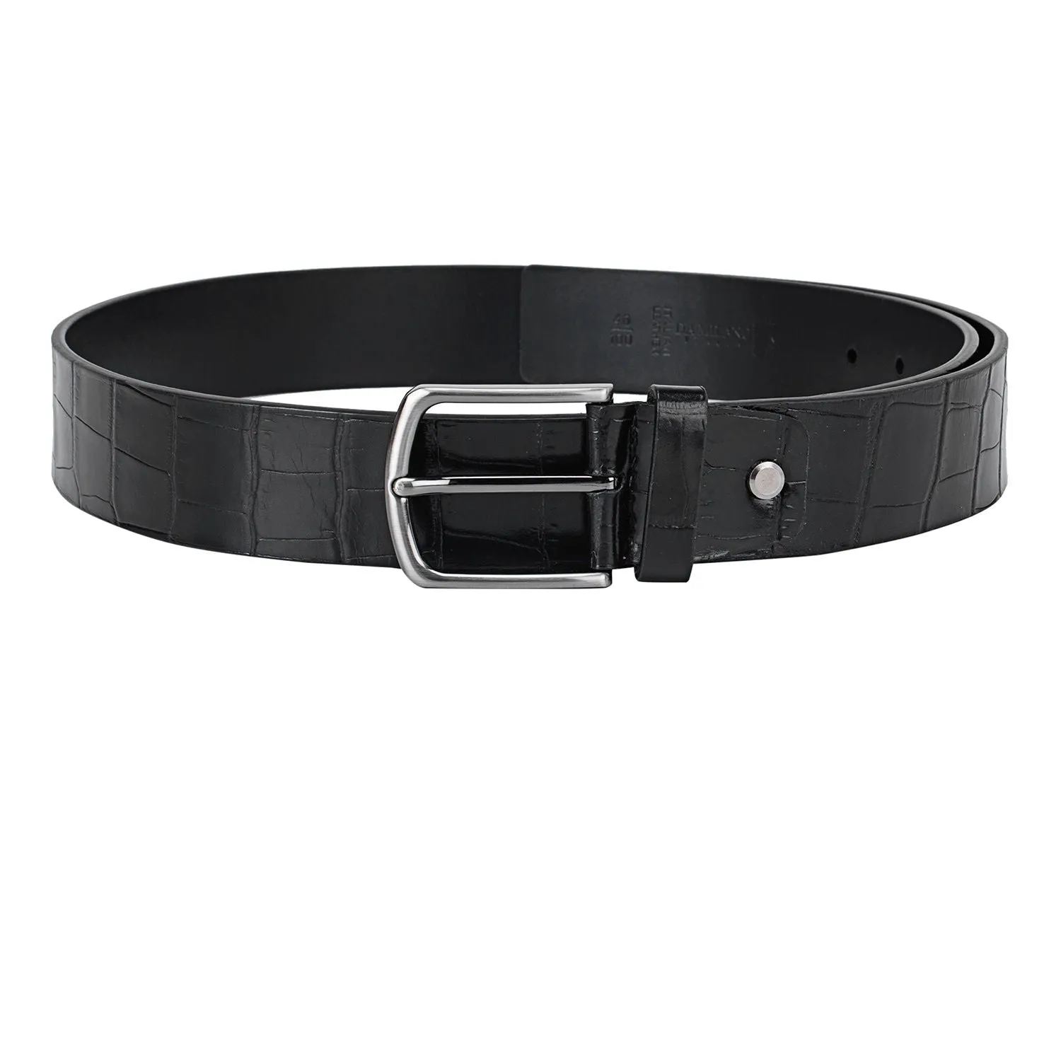 Black Croco Effect Men's Belt
