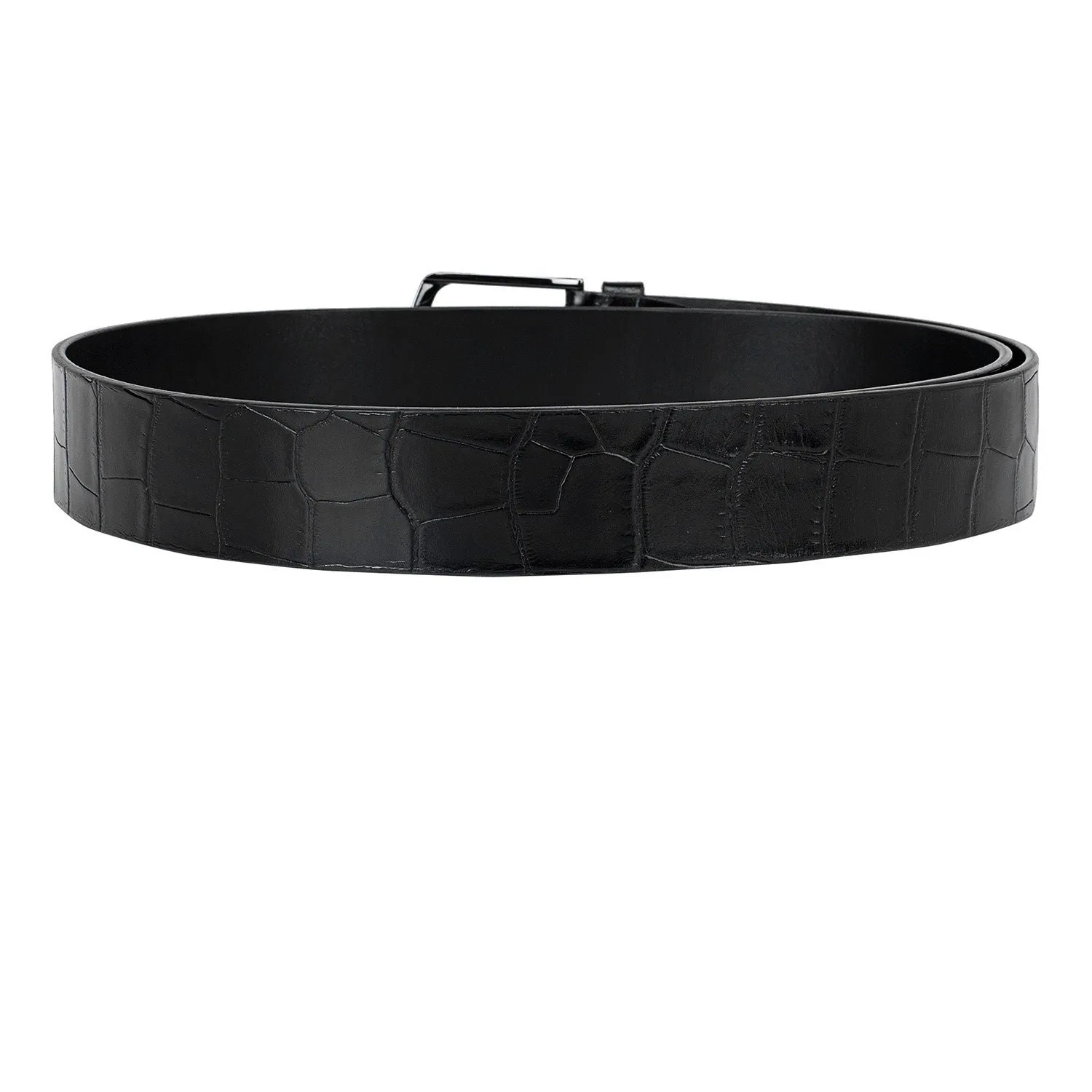 Black Croco Effect Men's Belt