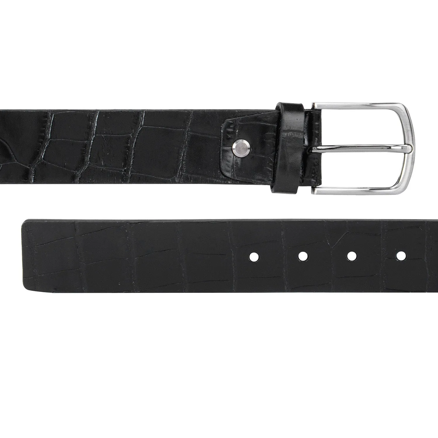 Black Croco Effect Men's Belt
