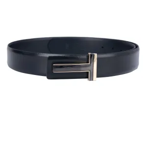 Black Plain Leather Men's Belt
