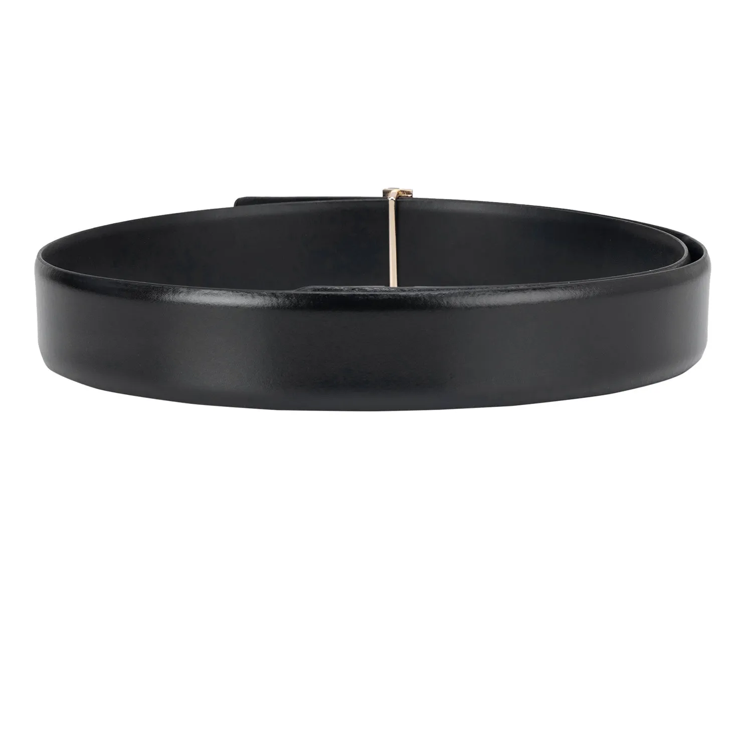 Black Plain Leather Men's Belt