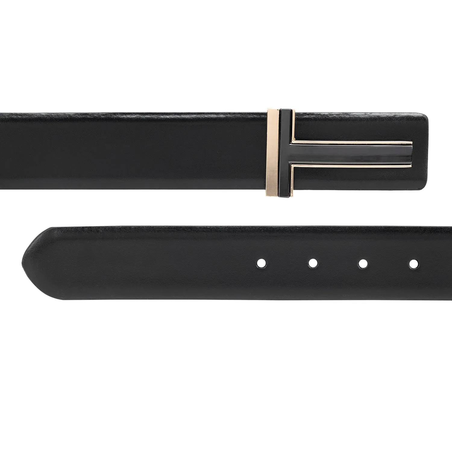 Black Plain Leather Men's Belt