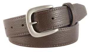 Brown Pebbled Leather Belt, Hudson Buckle (Brushed Silver)