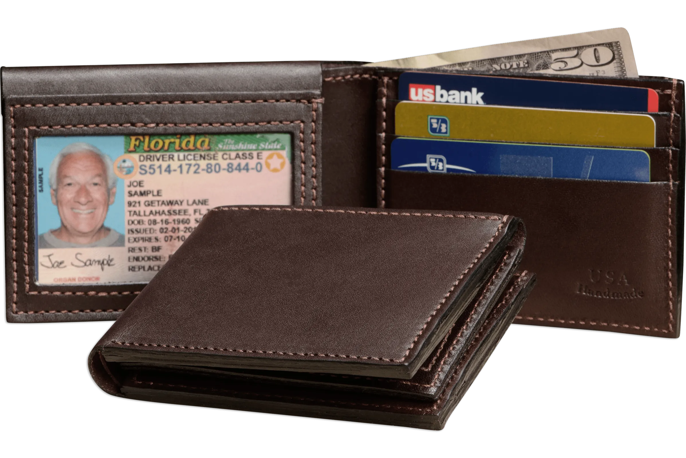 Brown Premium Leather Bifold Wallet With Flip Up ID Window