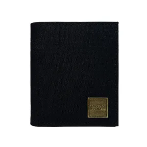 CANVAS & AWL Canvas with Leather Trim Bifold RFID Blocking Mens Wallet (Black)