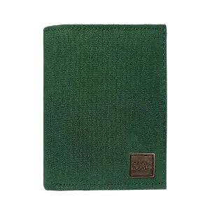 CANVAS & AWL Canvas with Leather Trim Slim Bifold RFID Blocking Mens Wallet (Dark Green)