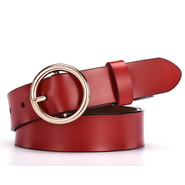 CARTELO Leather belt women classic retro simple belt female round buckle female belt simple round pin buckle new