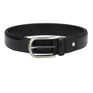 Casual Croco Leather Mens Belt - Black