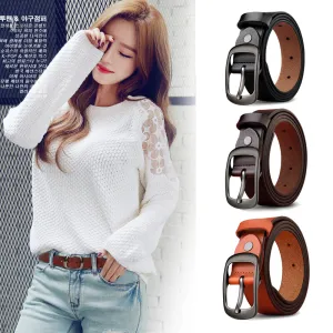 Cheeky X  Genuine Leather 110-120CM Womens Belt Pin Buckle Top Layer Cow Leather(Khaki)