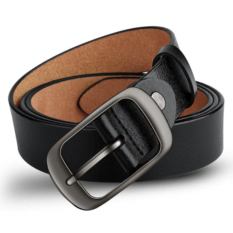 Cheeky X  Genuine Leather 110-120CM Womens Belt Pin Buckle Top Layer Cow Leather(Khaki)