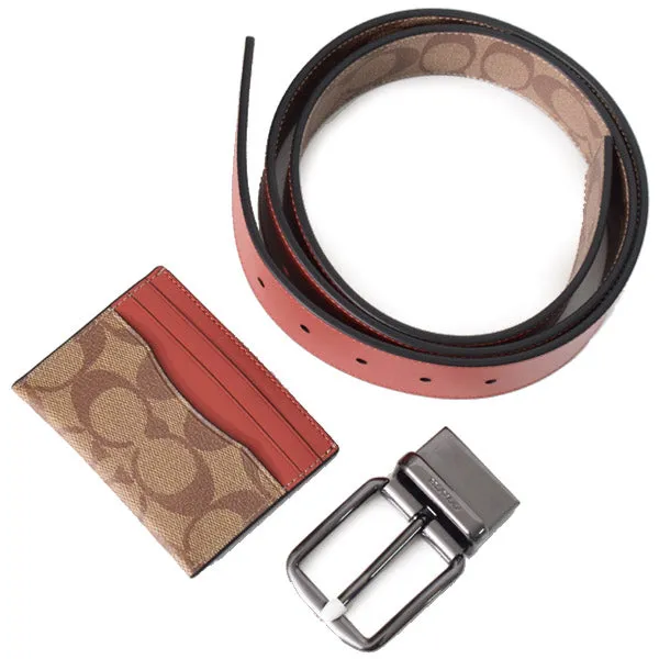 Coach C8278 Signature Colorblock Card Case And Belt Gift Set