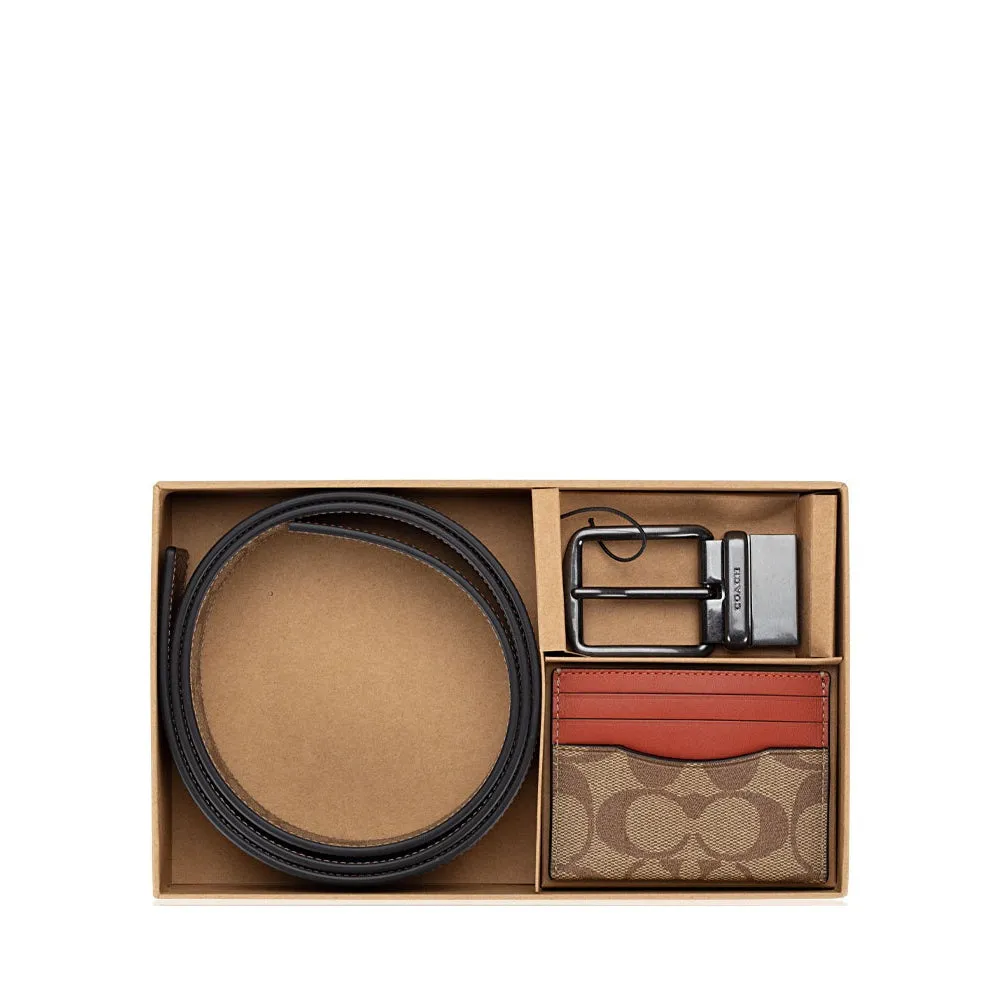 Coach C8278 Signature Colorblock Card Case And Belt Gift Set