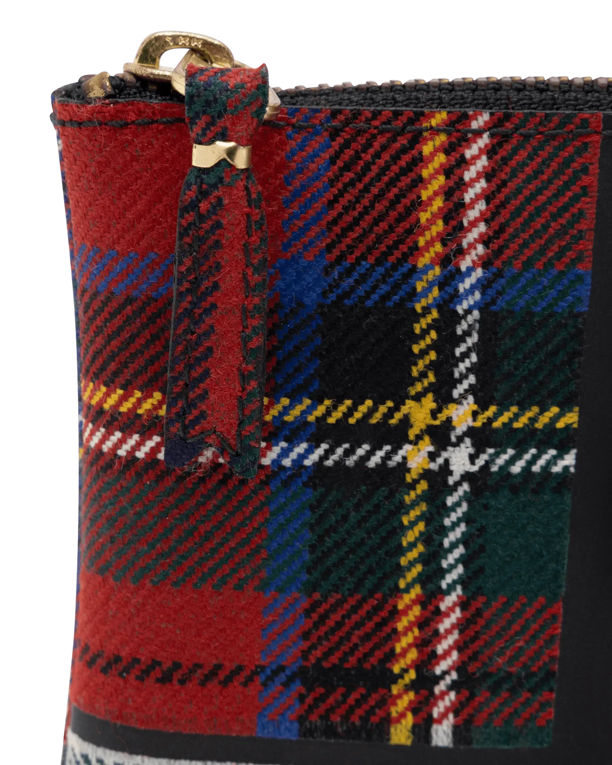 Corner Zip Tartan Patchwork Wallet