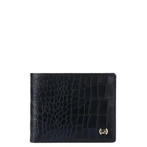 Croco Leather Mens Wallet - Black