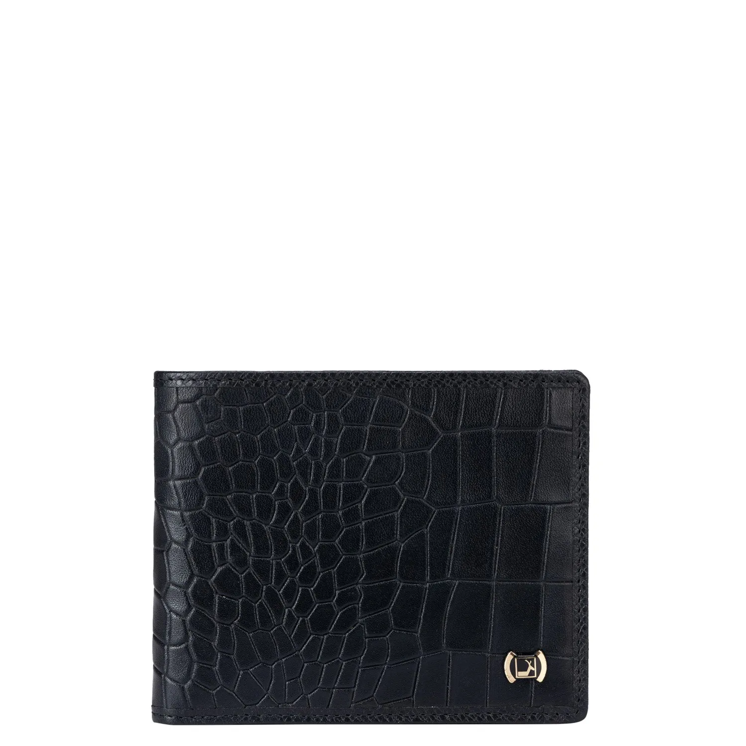 Croco Leather Mens Wallet - Black