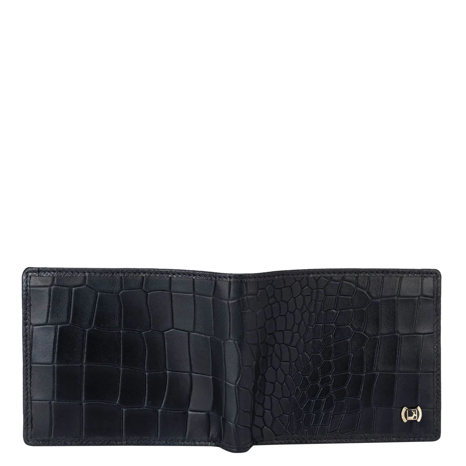 Croco Leather Mens Wallet - Black