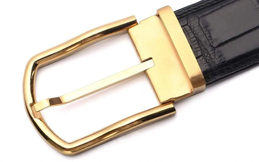 Crocodile Skin Belly Leather Belt 4215
