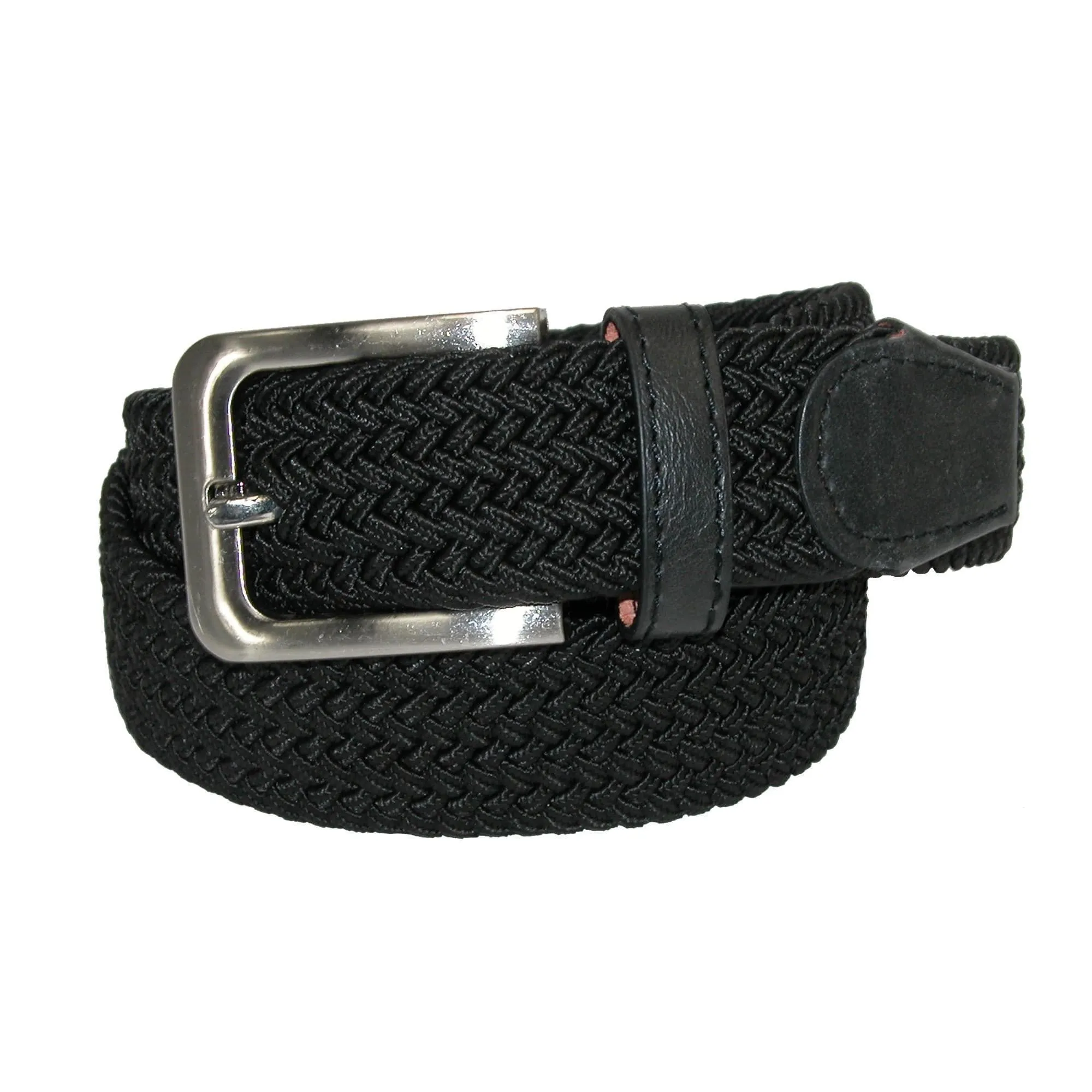 CTM® Men's Big & Tall Elastic Braided Stretch Belt with Silver Buckle