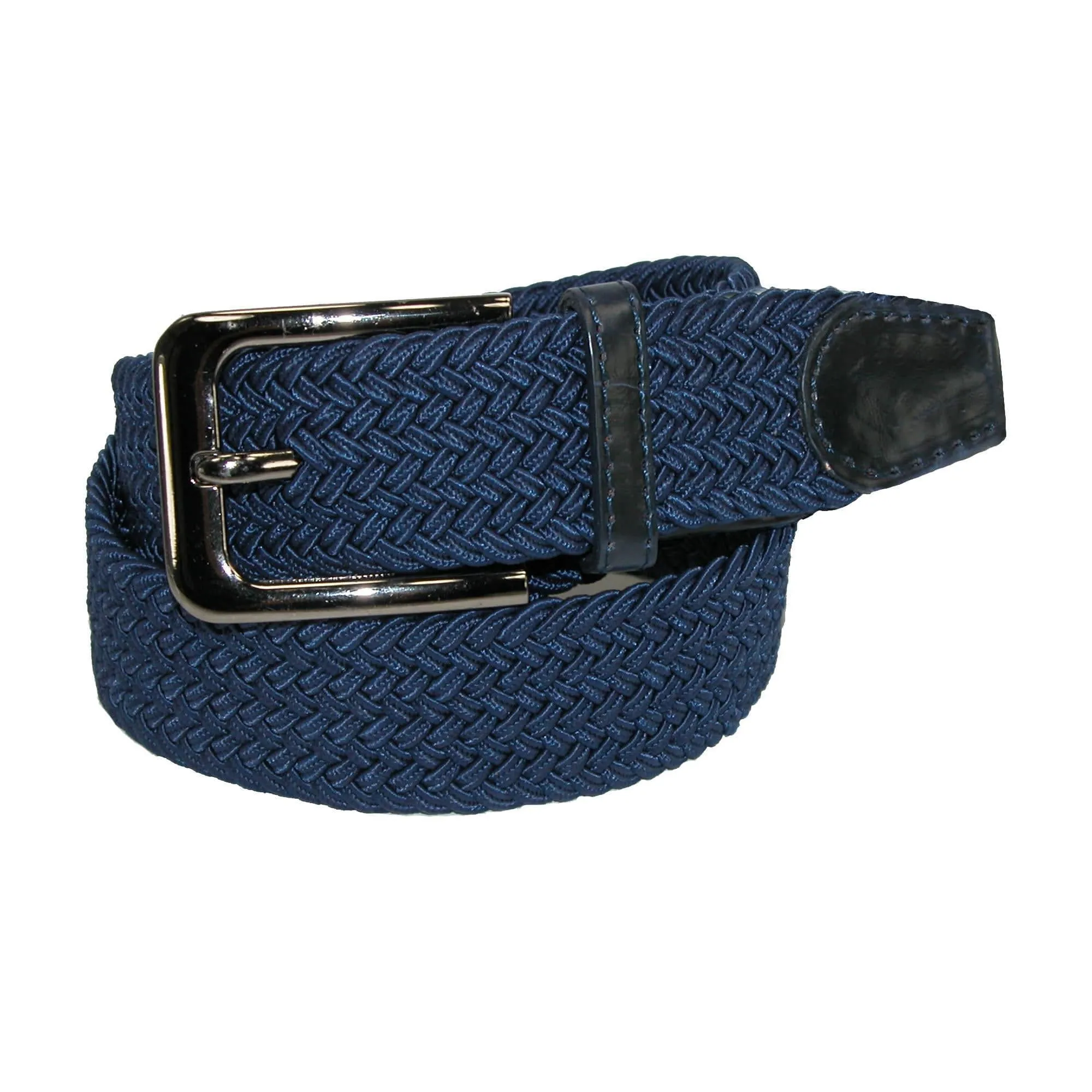 CTM® Men's Big & Tall Elastic Braided Stretch Belt with Silver Buckle