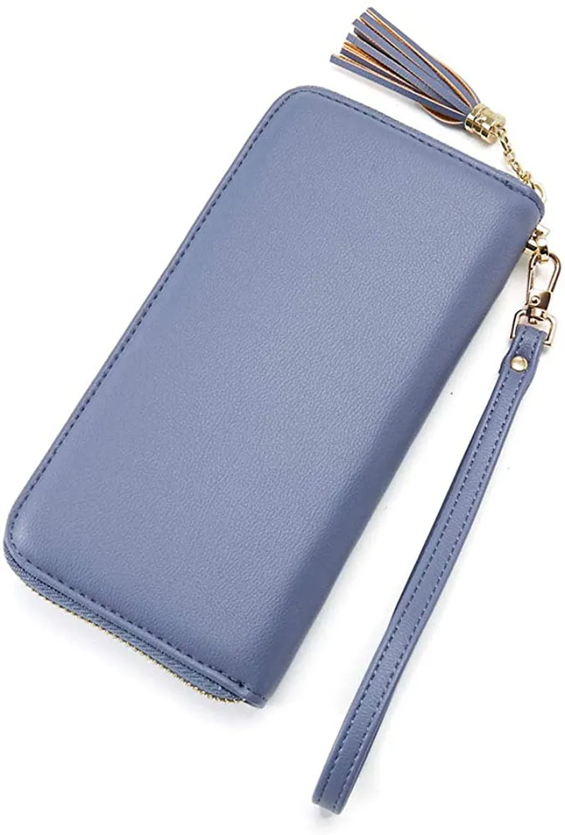 Cyanb Women Wallets Tassel Bifold Ladies Cluth Wristlet Wrist strap Long Purse