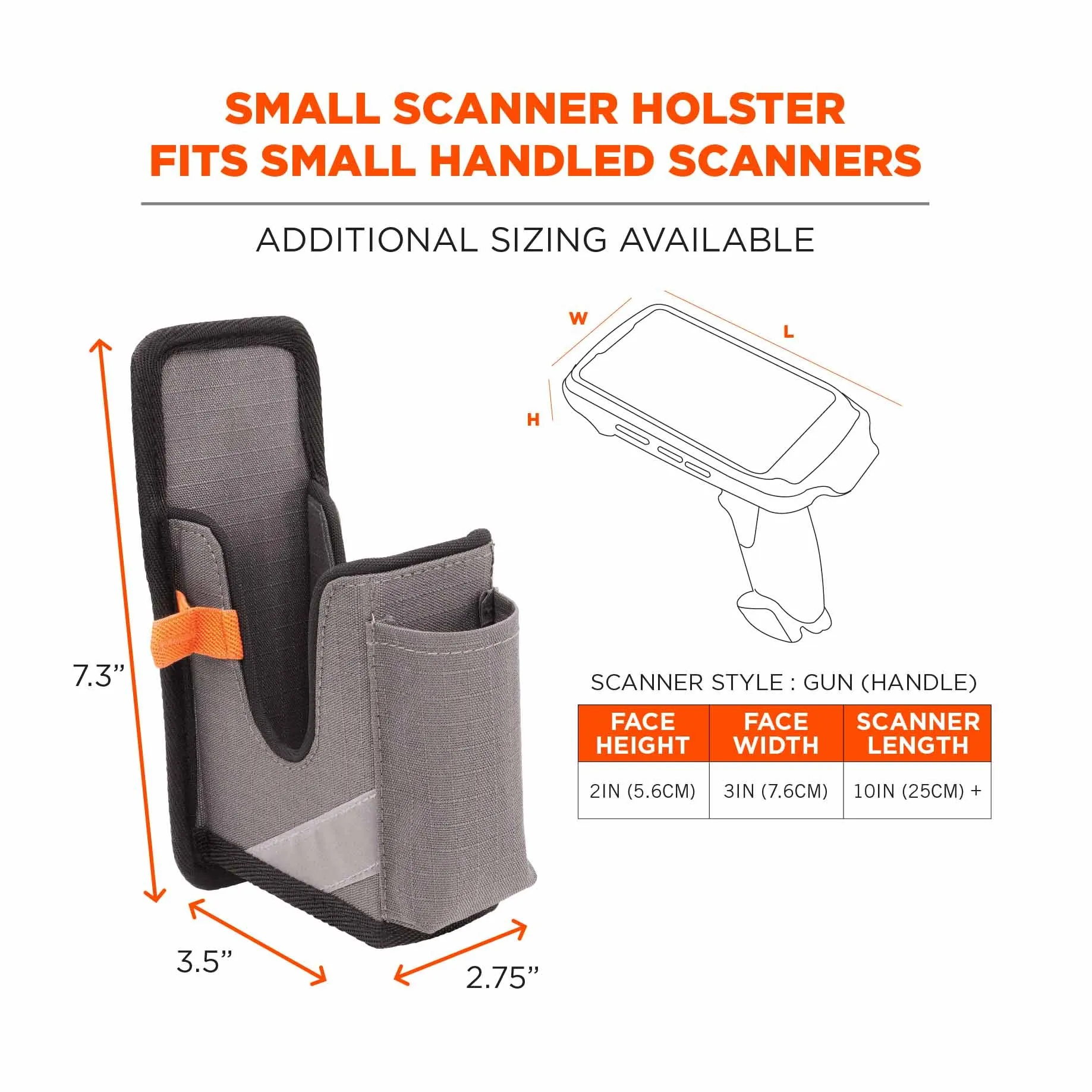 Ergodyne 19182 5541 S Gray Handheld Barcode Scanner Holster with Belt Clip