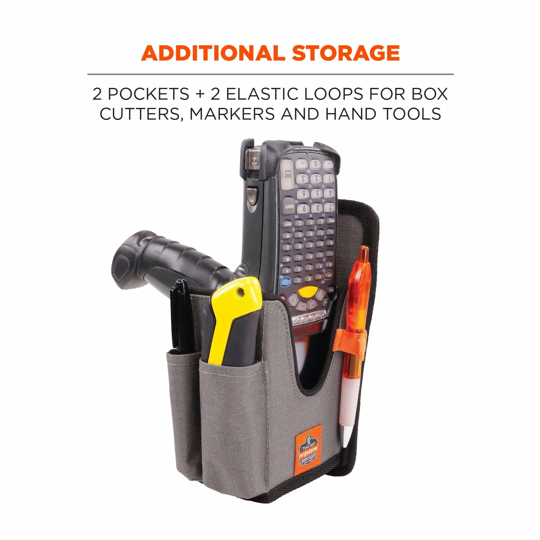Ergodyne 19183 5541 L Gray Handheld Barcode Scanner Holster with Belt Clip