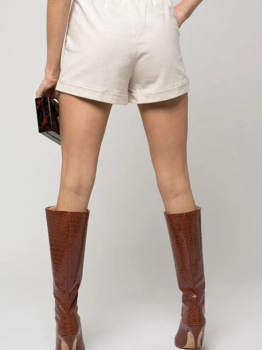 Everyday Fashion Front Pocket Roll-Up Shorts with Elastic Waist