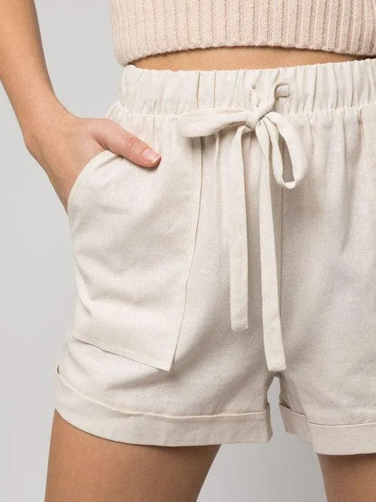 Everyday Fashion Front Pocket Roll-Up Shorts with Elastic Waist