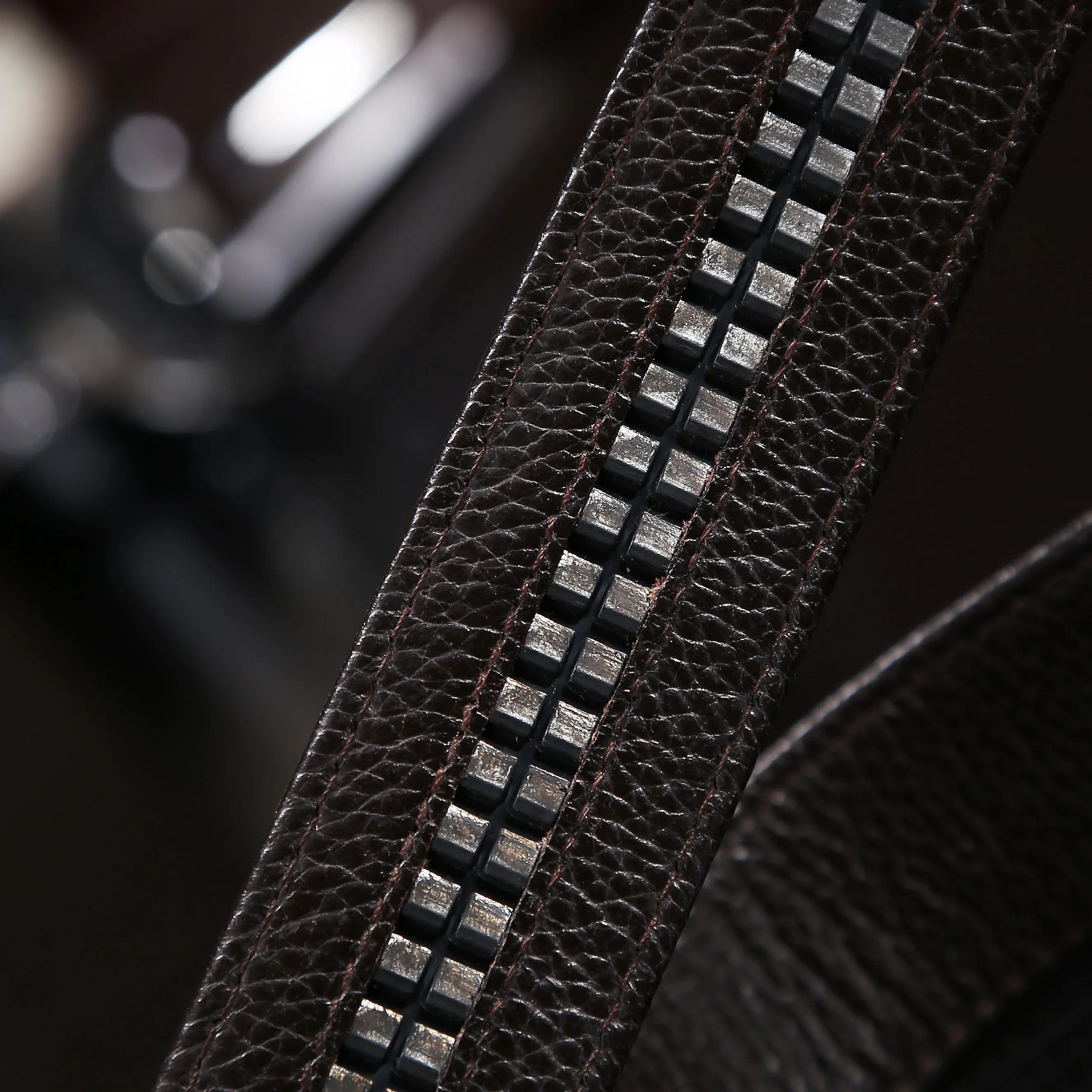 EZ Click Men's Leather Belt with Silver Bull Buckle