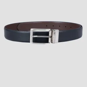 Formal Fish Leather Reversible Belt - Black