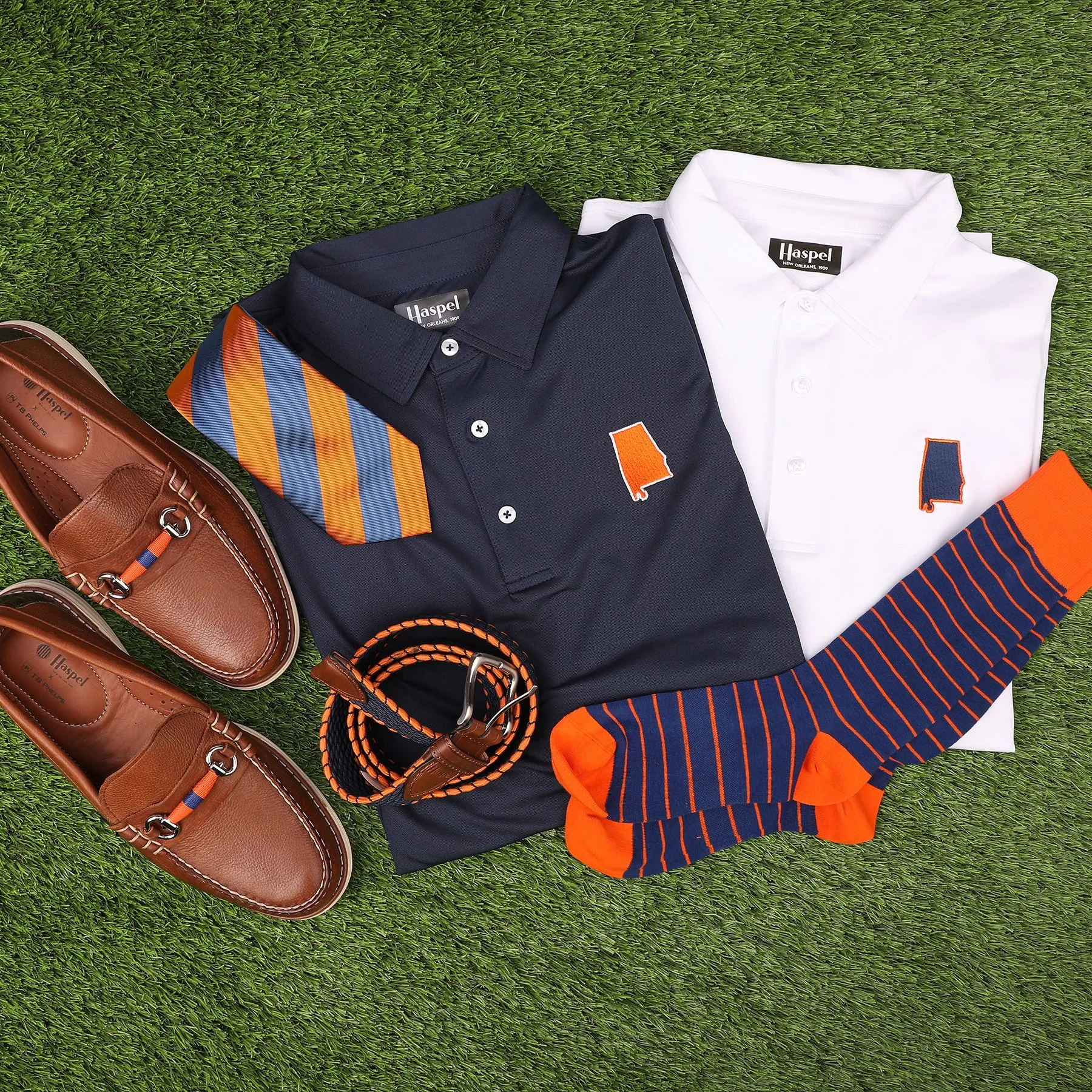 Game Day Navy & Orange Elastic Belt