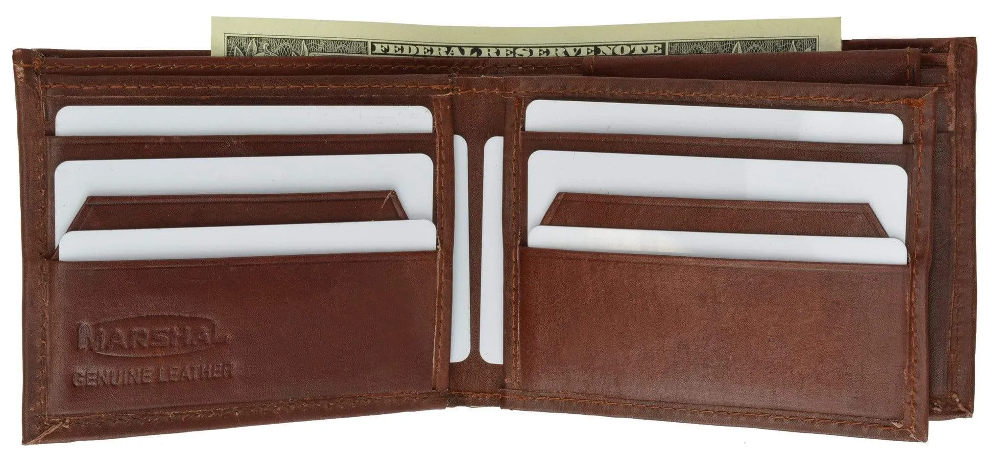 Genuine Cowhide Leather Bifold Mens Wallet with Middle Flap and Coin Pouch 1786 CF