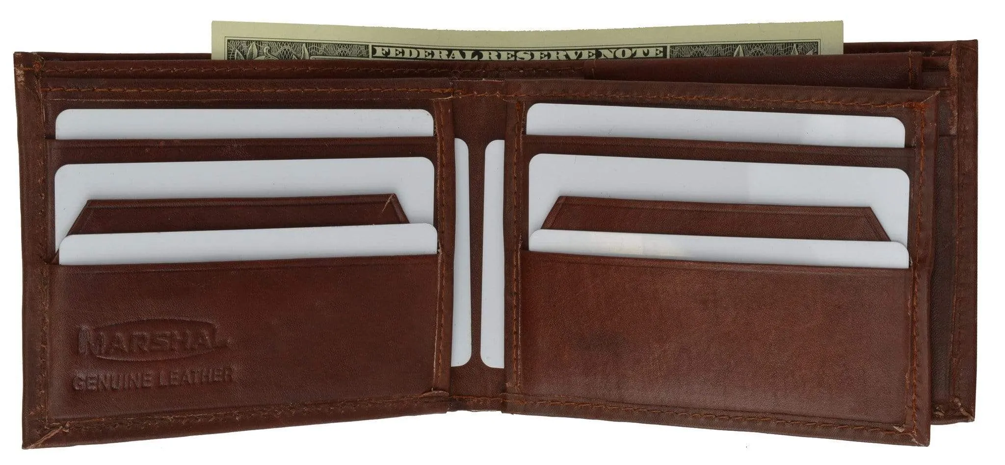 Genuine Cowhide Leather Bifold Mens Wallet with Middle Flap and Coin Pouch 1786 CF