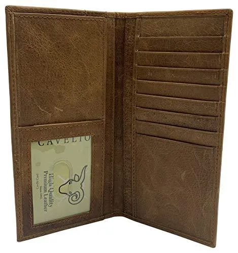 Genuine Leather Long Bifold Checkbook Cover Wallet Multi Card Pocket Holder USA Series RFID154HU