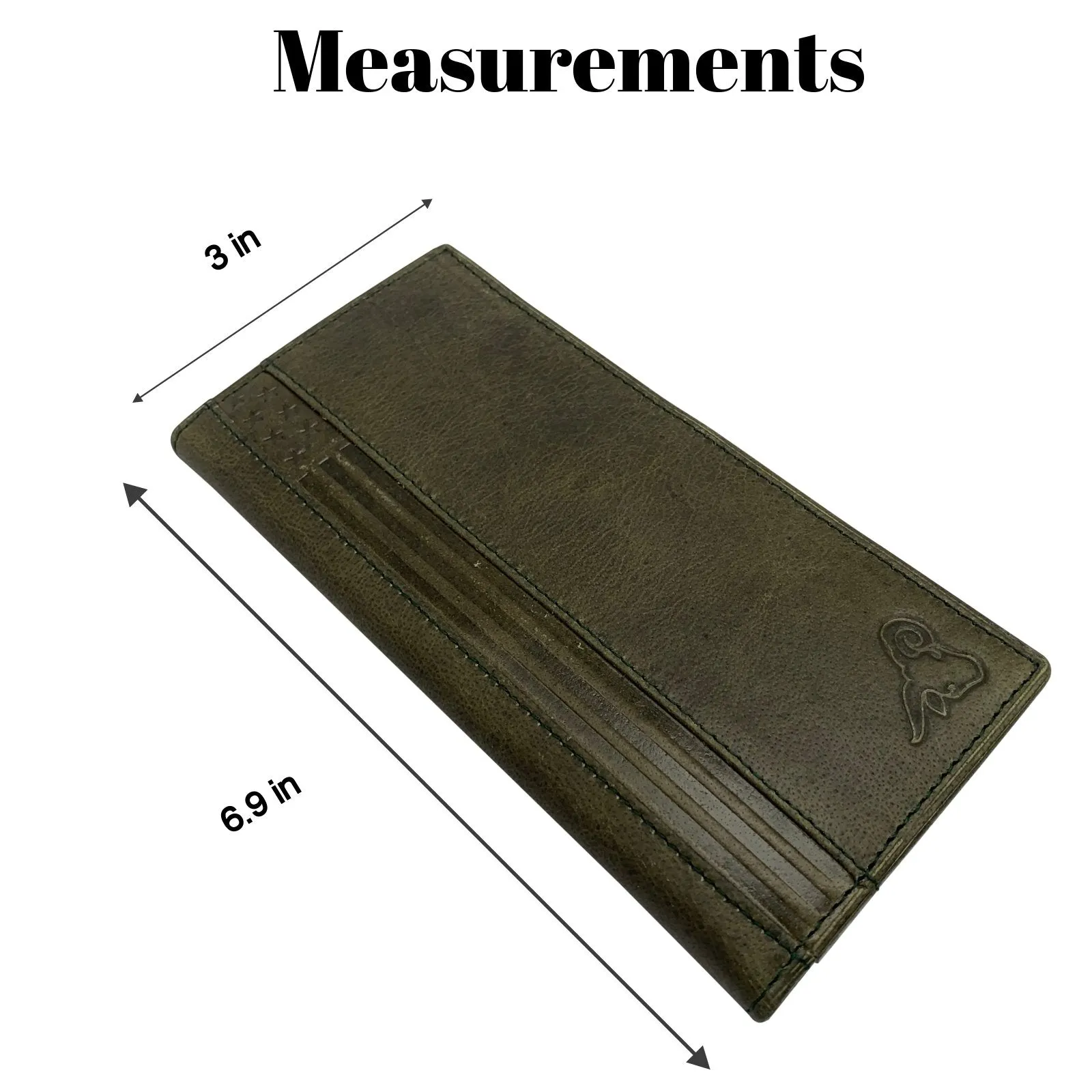 Genuine Leather Long Bifold Checkbook Cover Wallet Multi Card Pocket Holder USA Series RFID154HU