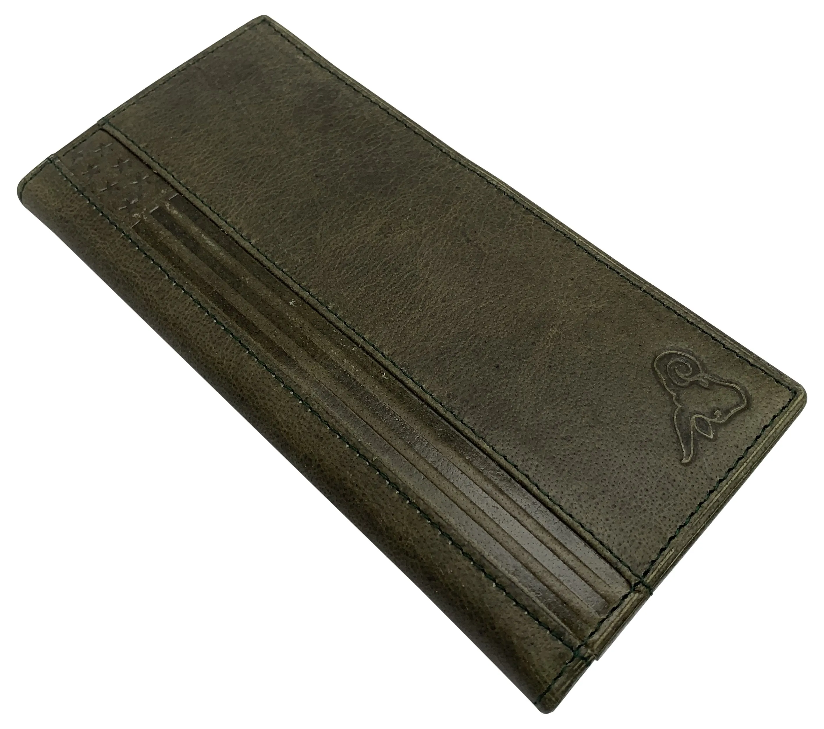 Genuine Leather Long Bifold Checkbook Cover Wallet Multi Card Pocket Holder USA Series RFID154HU